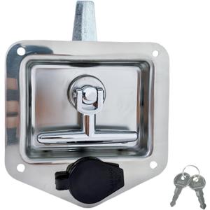 Tool Box Latch T-Handle Latches with Keys Polished Stainless Steel Latch Trailer Door Lock with Gasket Suitable for Truck Bed Tool Boxes Trailer Doors RVs Campers