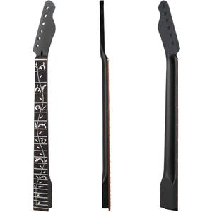 22fret Black Matte TL Electric Guitar Neck Canadian Maple,Cow Bone Nut, Rosewood Carved Tree of Life Fretboard