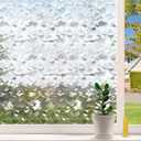 Window Privacy Film Frosted Privacy Window Film 3D Diamonds Glass Film Opaque Window Film for Glass Non Adhesive Removable Window Sticker for Bathroom Living Room (Fish Scale Shape, 23.6inx118in)