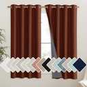 NICETOWN 100% Absolutely Blackout Linen Curtains with Thermal Insulated Liner, 52" Wide, 2 Panels, 45" Long Drapes, Grommet Retro Burnt Orange Linen Curtains Vertical Drapes Privacy for Bedroom