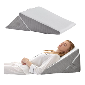 Bedluxe Wedge Pillow for Sleeping, Adjustable 9&12 Inch Foldable Bed Wedge Pillow Set, Orthopedic Memory Foam Triangle Pillows Wedge, 7-in-1 Elevated Pillows for Leg and Back Support, White/Grey