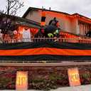 Fall Bunting Thanksgiving Day Dcor Autumn Banner Halloween Bunting Flag- 3 Stripe Orange & Black Bunting Flags Trick or Treat Decor Outside Wall Garden Porch Indoor Home - 24" x 240"