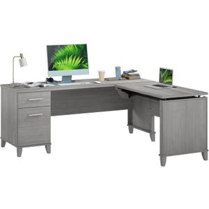 Bush Furniture Somerset 72W 3 Position Sit to Stand Adjustable Standing L Shaped Desk in Platinum Gray, Ergonomic Corner Computer Office Table