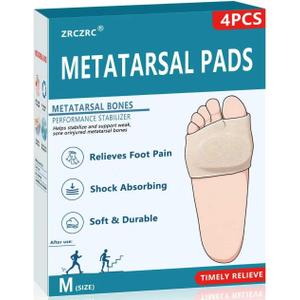 4Pcs Metatarsal Pads for Men and Women, Ball of Foot Cushion with Gel Pad, Foot Pads for Ball Pain Relief, Morton's Neuroma, Metatarsalgia Support(Beige/M)