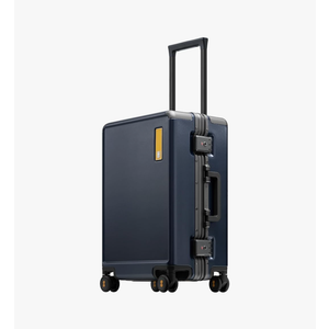 LEVEL8 Carry On Luggage Airline Approved Zipperless with Aluminum Frame, Hard Case Luggage with Spinner Wheels, Metal Travel Suitcase with Double Tsa Locks, 20 Inch, Blue