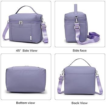 NOL Natural Organic Lifestyle Insulated Lunch Bags for Women Cooler Bag Lightweight Nylon Waterproof Lunch Box For Work (Light purple, Medium(normal))