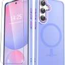 for Samsung Galaxy S25+ Plus Case, Matte Magnetic Phone Case with 1 Screen Protector, Support for Magsafe, Translucent Frosted Shockproof Protective Cover for Samsung Galaxy S25+ Plus, Purple