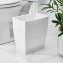 iDesign,Plastic Spa Rectangular Trash, Waste Basket Garbage Can for Bathroom, Bedroom, Home Office, Dorm, College, 2.5 Gallon, White