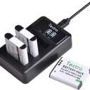 Tectra 3-Pack Li-90B Li-92B DB-110 Battery + Charger for Olympus Tough TG-7, TG-6, TG-5, TG-Tracker, SH-1, SH-2, SP-100 IHS, Tough TG-1 iHS, TG-2 iHS, TG-3, TG-4, SH50 iHS, SH60, XZ-2 iHS