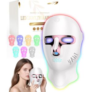 Yahi Red Light Therapy for Face and Neck, Rechargeable and Ergonomic Design for Home & Travel, Cordless Face Mask Light Therapy, White