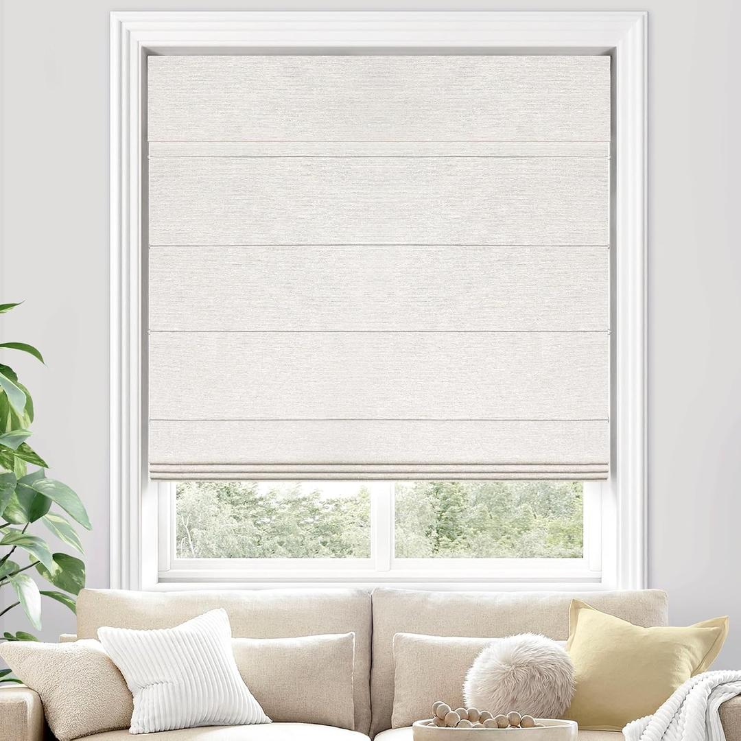 100% Blackout Cordless Roman Shades for Indoor Windows & French Doors, 33 3/4" W  72" H - Blackout - Beige