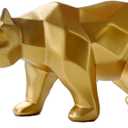 SMRTHMRT Abstract Geometric Sculptures,Creative Animals/Bear Statues Collectible Figurines for Home Office Decor Yards Garden Ornaments (Gold)