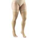 Truform 20-30 mmHg Compression Stockings for Men and Women, Thigh High Length, Dot-Top, Open Toe, Beige, Medium (Medium (1 Pair))
