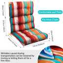 6 Pack High Back Outdoor Chair Cushions Bulk Waterproof Indoor Outdoor Chair Cushion Seat and Back Rocking Chair Cushion Thickened Patio Chair Pad for Indoor and Outdoor (Colorful Strip)