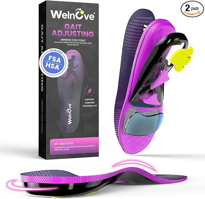 Welnove Running Insoles for Men & Women with Metatarsal Pad for Metatarsalgia,Orthotic Arch Support Insoles for Plantar Fasciitis, Morton's Neuroma, Ball of Foot Pain Relief- L