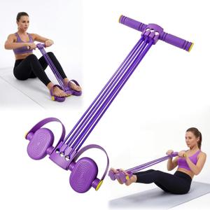 Pedal Resistance Bands with Handles, Adjustable 6-Tube Foot Pedal Resistance Band, Heavy-Duty Natural Rubber Tension Bands for Full Body Workout, Home Fitness Training for Abdomen, Arms, Legs & Waist