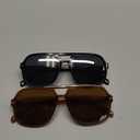 Retro Trendy Square Aviator Sunglasses Womens Mens 70s Classic Vintage Oversized Sun Glasses AR82173 (Black+black/Light Red)