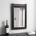 COGOOD Farmhouse Barn Door Mirror - 17 x 26 Rustic Wood Framed Wall Mirror for Bathroom, Living Room, Entryway Wall Decor (Black)