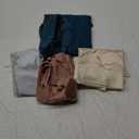 SOLY HUX Women's Satin Silk Briefs Scallop Trim No Show Underwear Lingerie Mid Rise Panties 4 Piece (Medium, Grey Beige Multi)