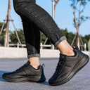 Non Slip Work Shoes for Women Food Service Lightweight Waterproof Kitchen Chef Shoe Restaurant Walking Sneakers Nursing Slip Resistant Footwear, (Black, S)