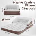 Full Size Air Mattress for Inflatable Portable Blow Up Mattress Sofa Bed with Flocked top-Double Air Couch for Tent Camping(Camel)