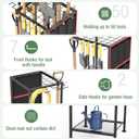 Garden Tool Organizer,Metal Yard Tool Organizer ,Holds 50 Long-Handled Tools/Rakes/Brooms,Side Garden Pocket ,Heavy Duty Steel Yard Tool Storage Rack for Garage,Shed, Outdoor