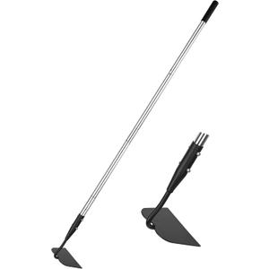 Garden Hoe, Long Handle Hoe Garden Tool with Non-Slip Silicone Cover, 56-Inch Stainless Steel Handle, Heavy Duty Hoe with Durable Blade, for Digging Loosening Weeding Planting