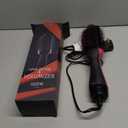 Dual Voltage Hair Dryer Brush with Negative Ion Anti-frizz Styler - Hot Air Volumizer for 110V-120V/220V-240V European and Travel Use (Black/Rose Red)