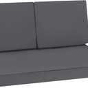 Favoyard Outdoor Loveseat Cushion Set 46 x 26 Inch Waterproof & 3-Year Fade Resistant Patio Furniture Cushions with Removable Cover, Ties and Hidden Zipper for Sofa Bench Couch pad Set of 3, Dark Gray