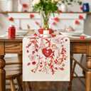 Artoid Mode Wild Flowers Leaves 210 GSM Valentine's Table Runner, Romantic Anniversary Kitchen Dining Table Decoration for Home Party Decor 13x120 Inch
