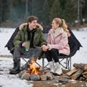 Huskfirm Heated Double Camping Chair, Heated Camping Chair with 3 Adjustable Temperatures and 4 Heating Zones,Portable Heated Chairs Outdoor Sports Support 650lbsBattery Not Included