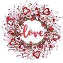 Waipfaru 20in Valentines Wreaths for Front Door, Valentine Wreath with Love Sign, Wreath with Red Wooden Heart Berries, Valentines Day Decorations