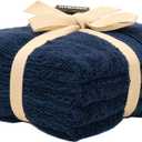 Luxury Turkish Washcloths, 12 Pack, 13 x 13 in, 700 GSM, Navy Blue | 12 washcloth face towels, 13 x 13 in, 700 GSM bamboo-viscose and Turkish cotton blend, plush, absorbent and woven in Turkey