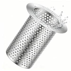 Otoolling 1 Pcs 3" Diameter Commercial Floor Drain Strainer 4" Tall Perforated Cylindrical Mesh 316 Stainless Steel Drain Basket with Carry Handle –Heavy-Duty, for Restaurants, Kitchens, Factories