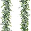 Lvydec 2 Pack Artificial Eucalyptus Garland, Fake Eucalyptus Greenery Garland Wedding Backdrop Arch Wall Decor, 5.5 Feet/Strand Fake Hanging Plant for Table Festival Party Decoration
