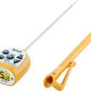 Taylor Compact Waterproof Digital Food Thermometer, 4.5 Inch Stem Length with an FDA Recommended 1.5mm Stepdown Probe Diameter and Amber Backlit LCD, HOLD, Min/Max; NSF, Yellow
