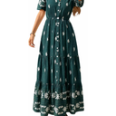 PRETTYGARDEN Womens Summer Boho Maxi Dress 2026 Trendy Short Sleeve V Neck Flowy Beach Floral Dresses with Pockets Small