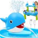 Infowush Water Table Pump, Whale Rechargeable Water Pump for Water Table with Sprinkler, 3.5 Hours Non-Stop Fun Summer Outdoor Water Toys Outside Water Play Table Accessories for Kids Toddlers, Blue
