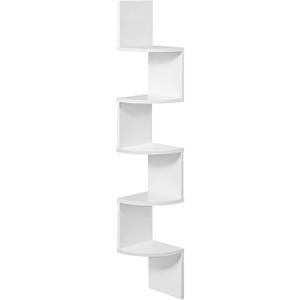 VASAGLE Corner Shelf Wall Mount, 5-Tier Floating Corner Bookshelf, Plant Shelf for Bedroom, Living Room, Bathroom, Home Office, Cloud White