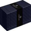 Napkins 100% Cotton Set of 12 Hemstitch Decorative Cloth Napkin Washable Dinner Napkins for Holiday, Dinner, Wedding, Baby Shower & Dining - Navy Blue (18X18)