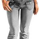 Low Rise Flare Jeans for Women Baggy Y2K Stretchy Bell Bottom Denim Pants 90s Vintage Washed Jeans with Pockets (Silver, XS)