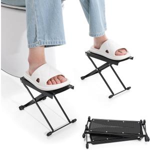 Foldable Toilet Stool - Portable Travel Poop Stool for Toilet, 5" and 10" Adjustable Heights, Heavier & More Stable, Improve Bathroom Posture and Comfort