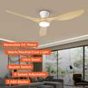 TALOYA 52 inch Ceiling Fans with Lights and Remote, Flush Mount Low Profile Ceiling Fan with Reversible DC Motor ABS Blades for Bedroom Living Room Kitchen Light Oak Finish