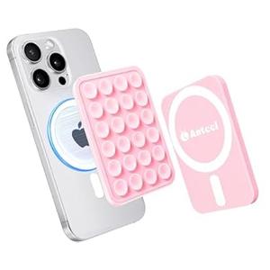 Anteel Magnetic Suction Phone Mount for MagSafe Case, Silicone Grip Secure Mirror Shower Phone Holder for iPhone 12/13/14/15/16, Hands-Free Selfie/Video for TikTok Creator/Influencer 