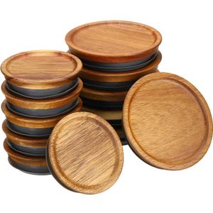 PATIKIL Mason Jar Lids Wooden Storage Canning Jar Lids Ball Jars Wooden Lids with Airtight Silicone Seal Ball Wooden Lids (6 Regular and 6 Wide) (90mm; 72mm)