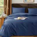 SONORO KATE 100% Egyptian Cotton Duvet Cover Queen Size, 1000 Thread Count Sateen Duvet Cover, Soft, Breathable Cotton Comforter Cover with Hidden Zipper Closure - 3 PC (Navy Blue,Queen)