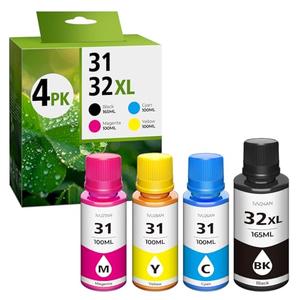 31 Ink 32XL Black Ink Bottle Set, Smart Tank 5101 7602 6001 5000 Refill Compatible with HP 31 32XL Inksbottle Set for Smart Tank 651 5101 5000 7602 5103 6001 7301 7001 7302 5102 7002 7006 Printers