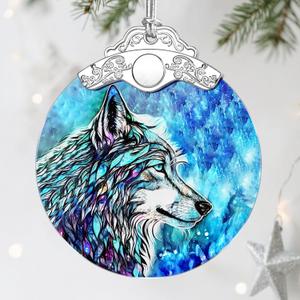 2 x Wolf Ornament, Stained Glass Christmas Decorations, Christmas Ornaments for Tree, Holiday Ornament, Gifts for Wolf Lovers, Holiday Party Gifts, Gift Ideas & Xmas Gift