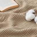 Bedsure 100% Cotton Muslin Blankets for Adults Large Throw 50x70 Inches - 4-Layer Breathable and Lightweight, Soft Boho Gauze Muslin Cotton Blanket for Couch Decor Travel Summer, Light Brown