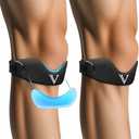 Silicone Patellar Tendon Support Strap 2-Pack, Knee Brace for Women Men, Adjustable Non-Slip Patella Band Support (Black). no size